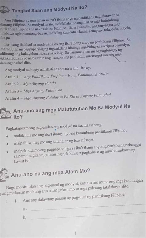 Inaasahan Na Pagkatapos Ng Araling Ito, Makikilala Mo Ang Iba't .